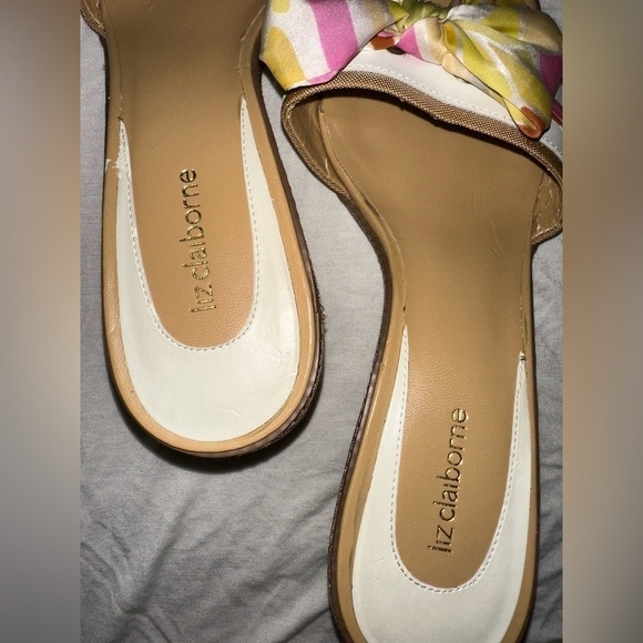 Liz Claiborne Cuba kitten mule heel Y2K bow leather spring summer slide on 10M - Picture 2 of 10